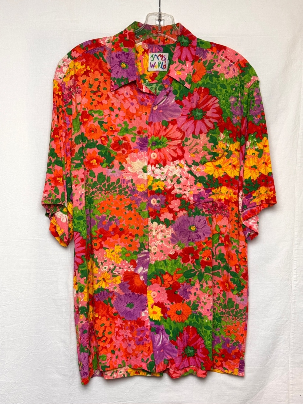 JAMS WORLD Vintage Floral Rayon Button Up Shirt Multicolor Hawaiian Medium